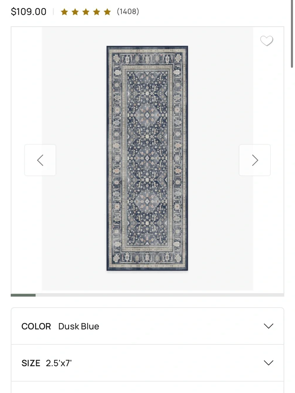 Ruggable Runner and Door Mat Alessia Dusk Blue